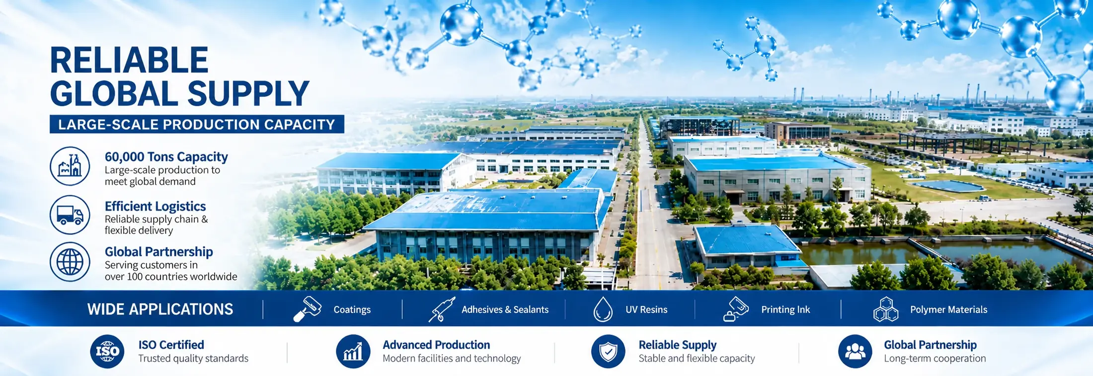 DECHEM manufacturing base with 60,000 tons annual capacity, logistics and global partnership