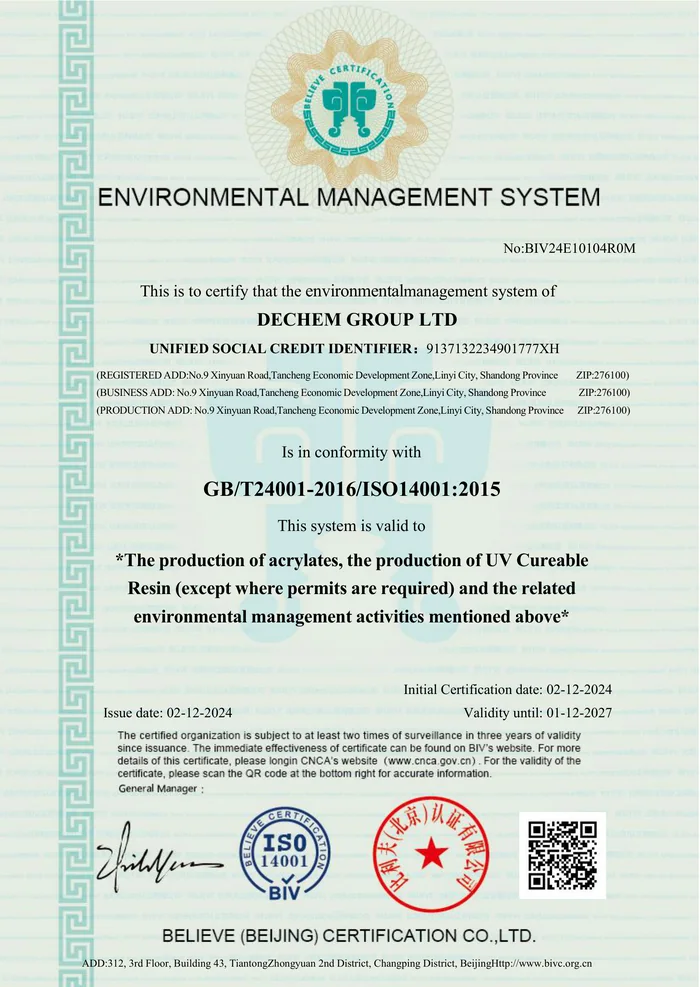 ISO 14001:2015 Environmental Management System